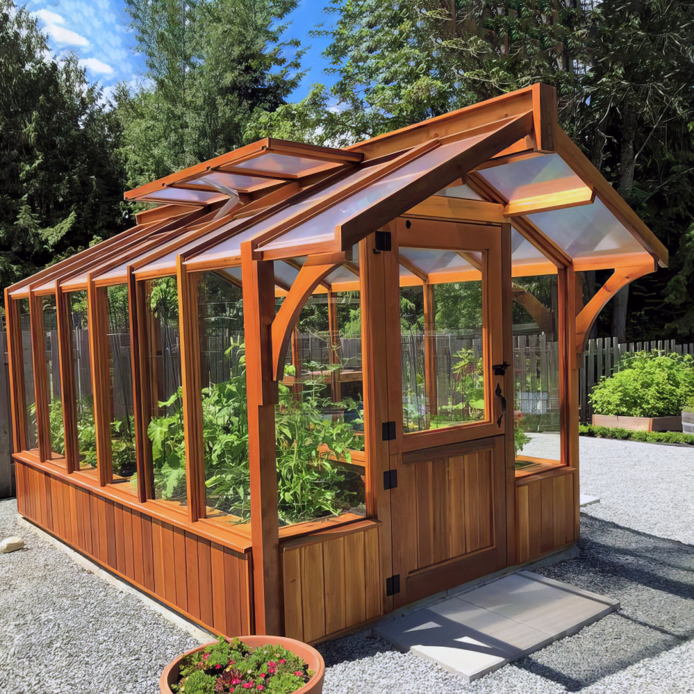 Estufa Meridian de cedro vermelho ocidental, 2,4 m x 3,6 m