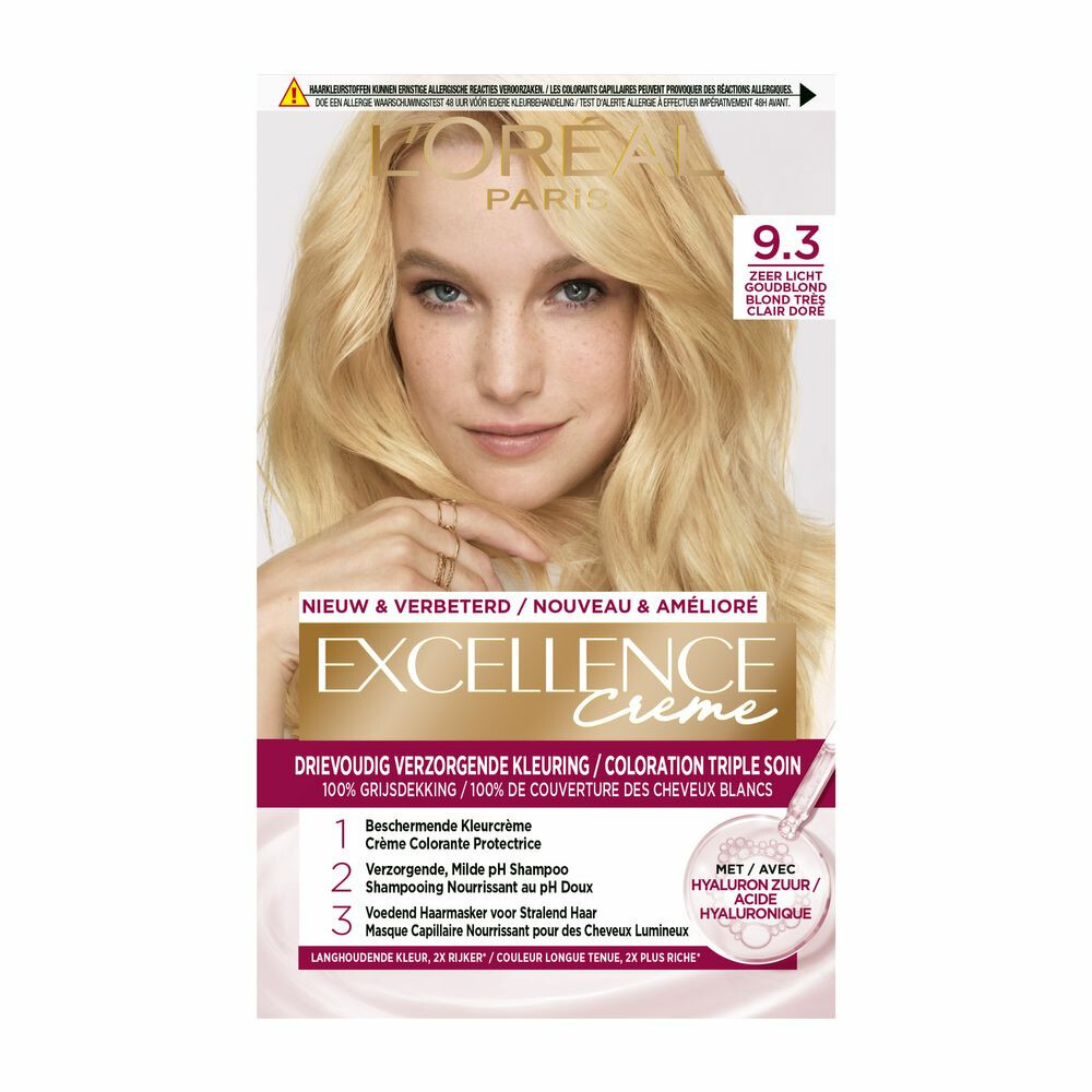 L'Oréal Excellence Crème Permanente Crèmekleuring 9.3 Zeer Licht Goudblond