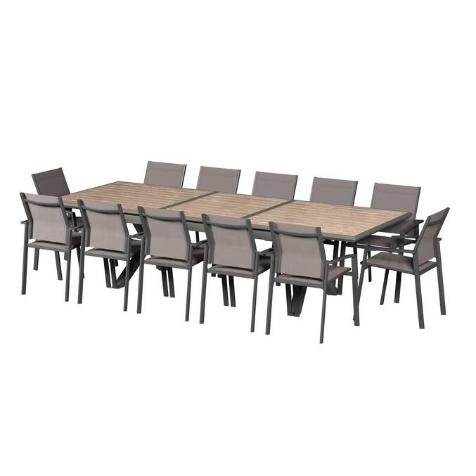 Table de jardin extensible AXIOME Effet bois Honey & Praline