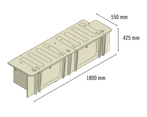 Buildify Campingbox Marco bedsysteem, lengtesymmetrisch, voor VW T5/T6, 1800x950x425 mm (LxBxH) (zonder montage- en bevestigingsmateriaal)