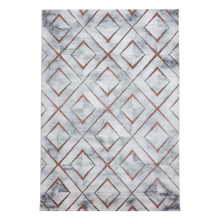 Modern vloerkleed - Marble Square Grijs/Bruin | Topper