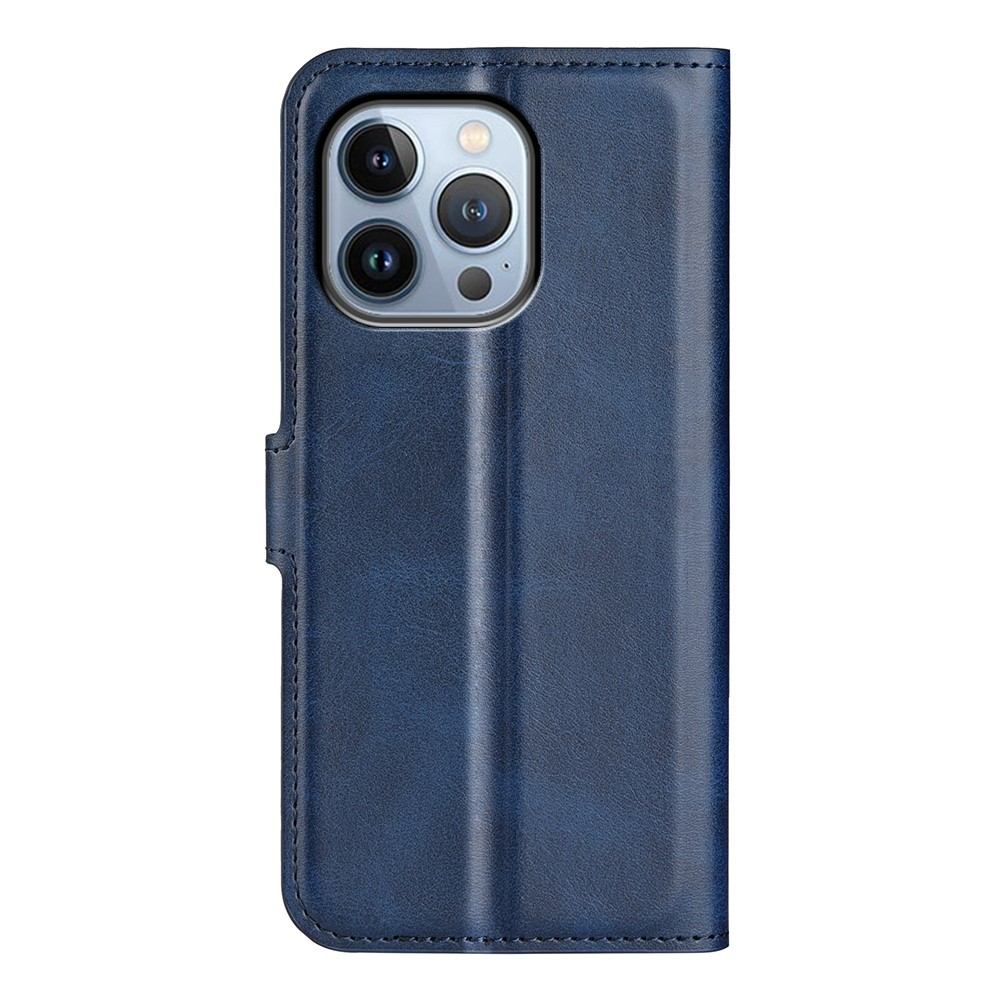 iPhone 14 Pro Vintage Leder Tasche Flip Cover Fashion Design - Dunkelblau