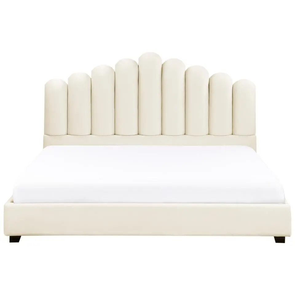VINCENNES - Bed - Gebroken wit - 180 x 200 cm - Fluweel