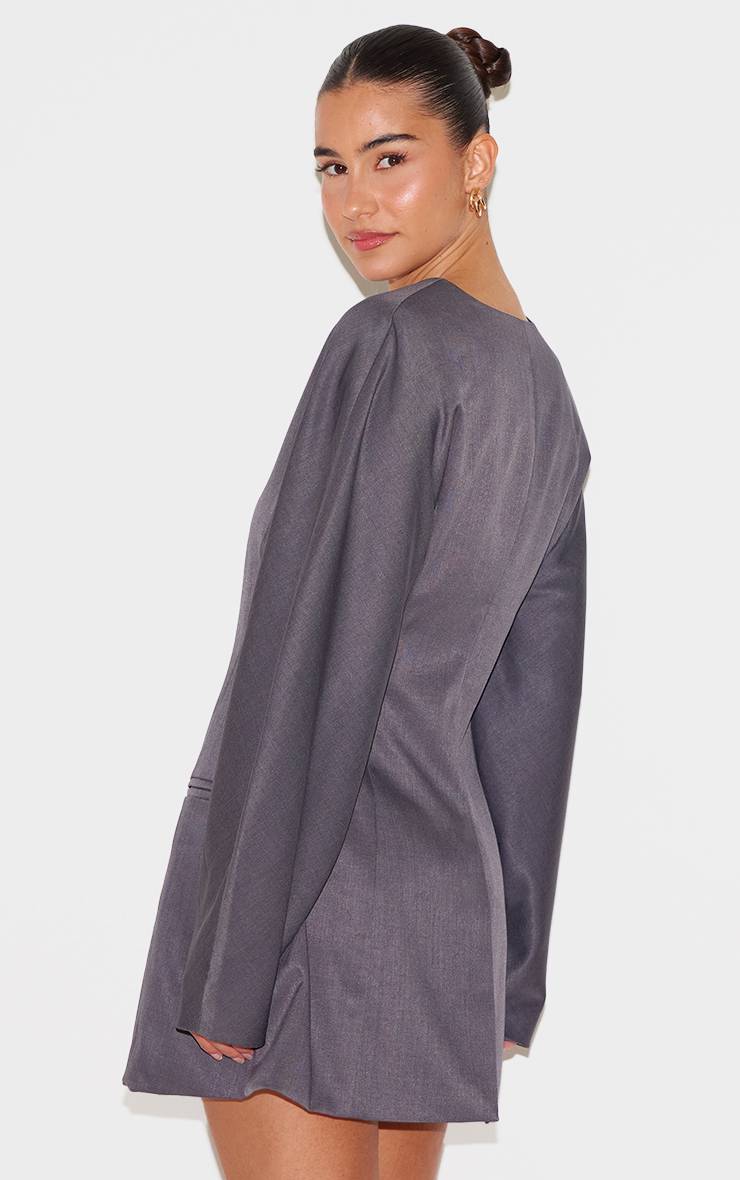 Charbon Robe Blazer Sans Col En Tissu Tissé À Manches Ballon