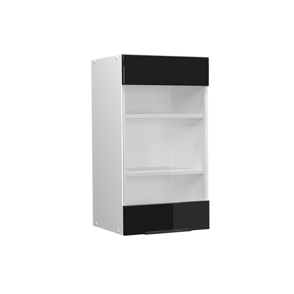Vicco Glashängeschrank Küchenschrank Küchenmöbel Fame-Line Weiß Schwarz 40 cm modern Hochglanz