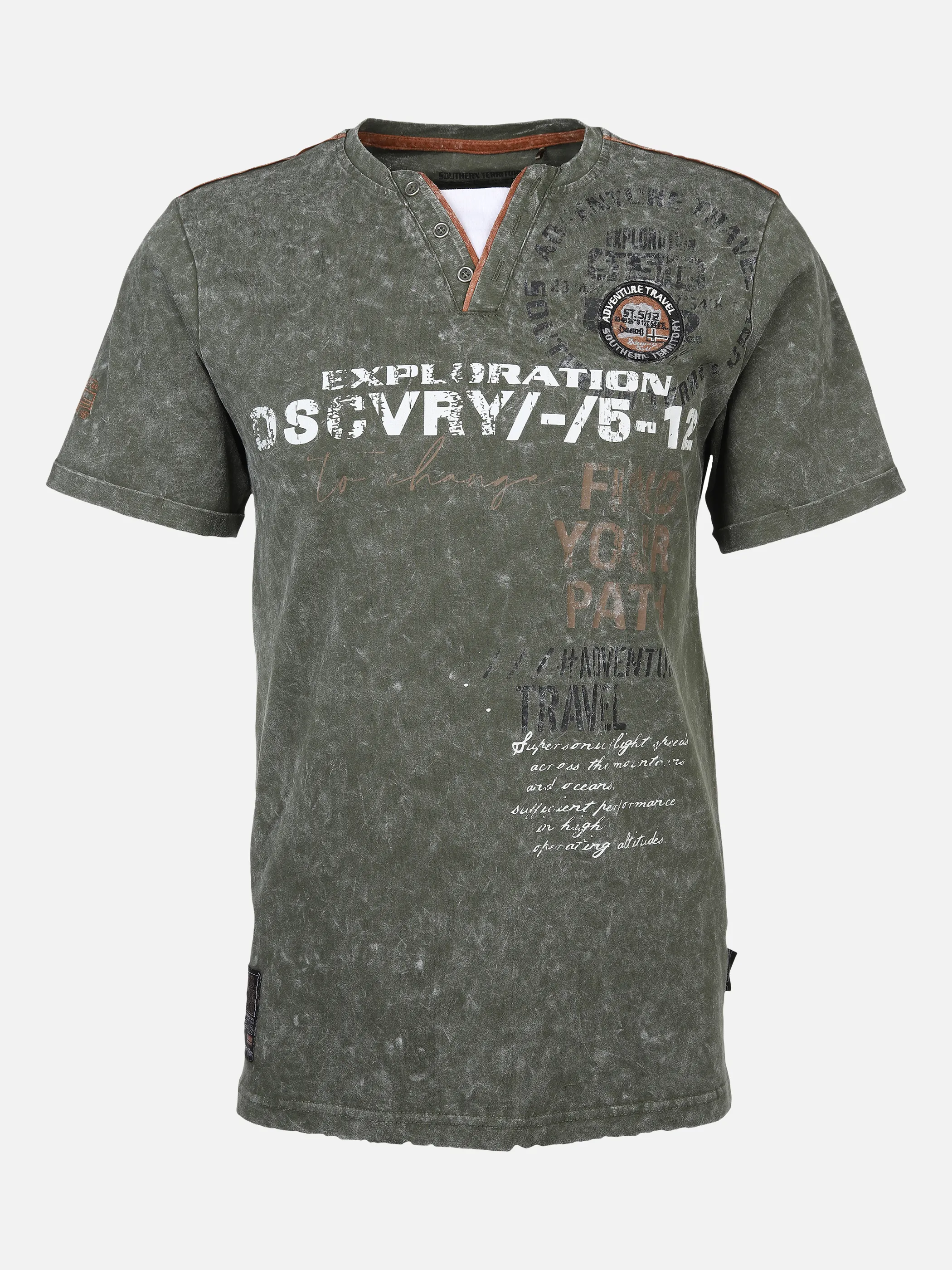 Herren Henleyshirt in Used 2in1 Optik
