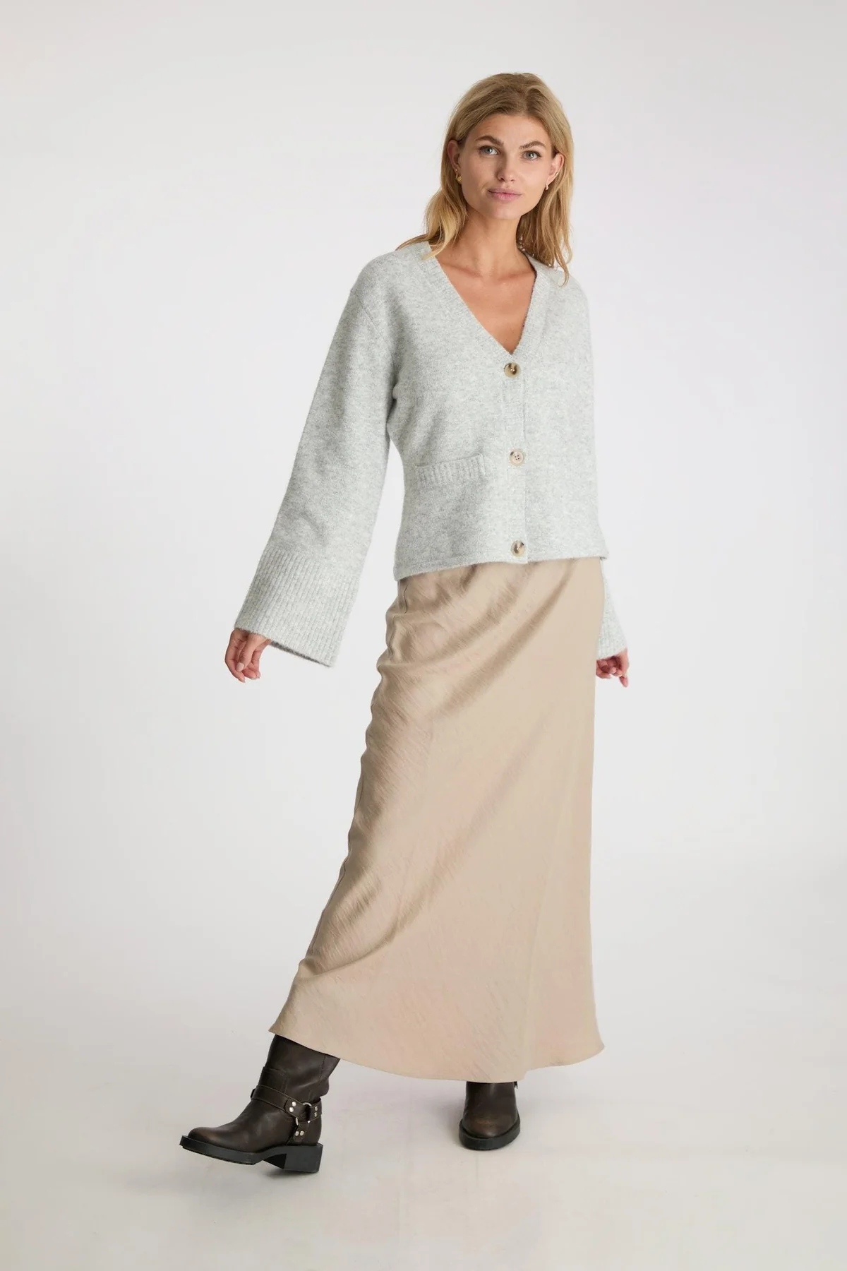 Neo Noir Pixie Knit Cardigan light grey melange