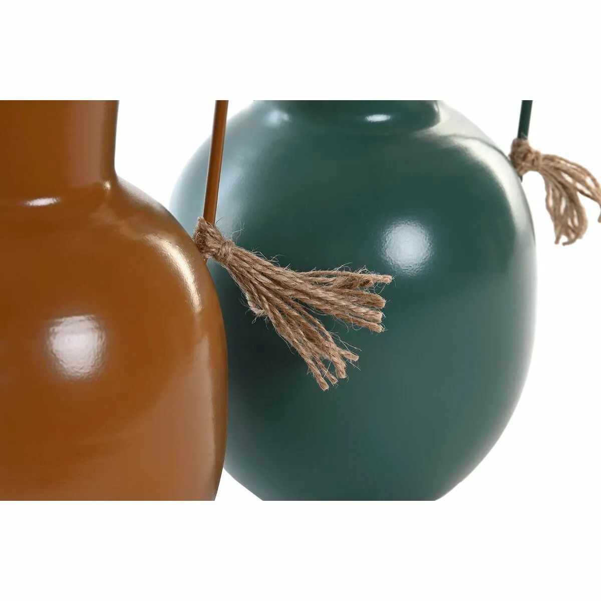 DKD Home Decor Vase 2 Unités - Orange Vert Moutarde