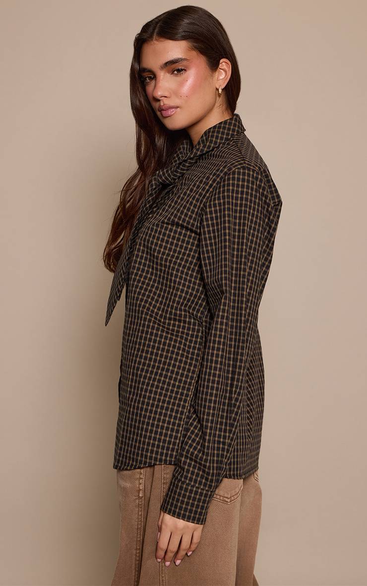 Chemise Oversize À Carreaux En Coton Avec Détail Col Noué