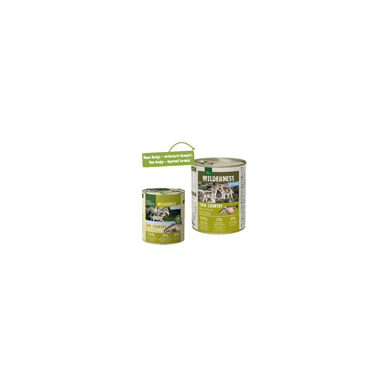 REAL NATURE WILDERNESS Nassfutter Hund, Junior, True Country, Huhn und Lachs 6x800 g