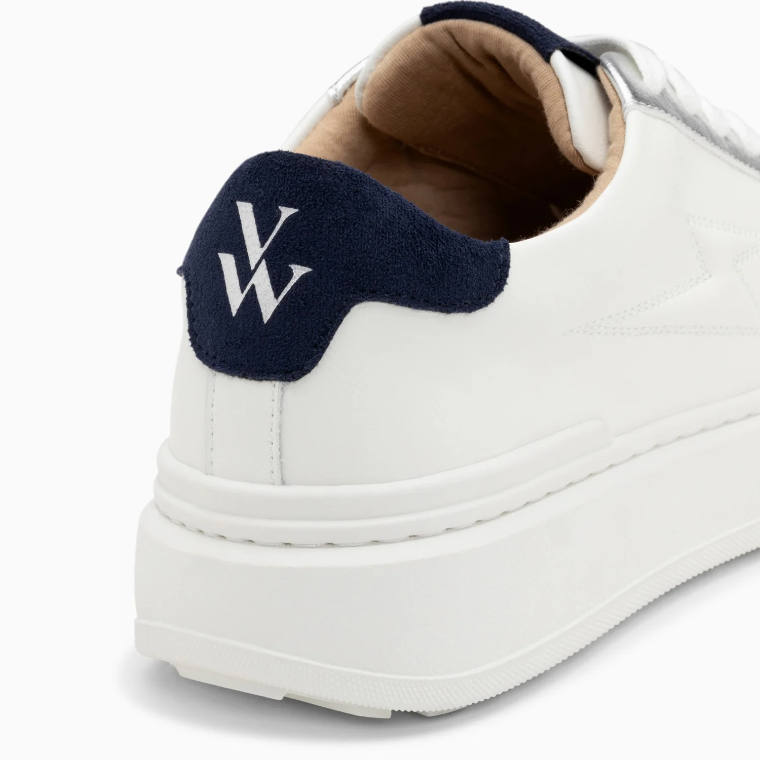 Sneakers-Baskets éclair Romane blanc et bleu à lacets
