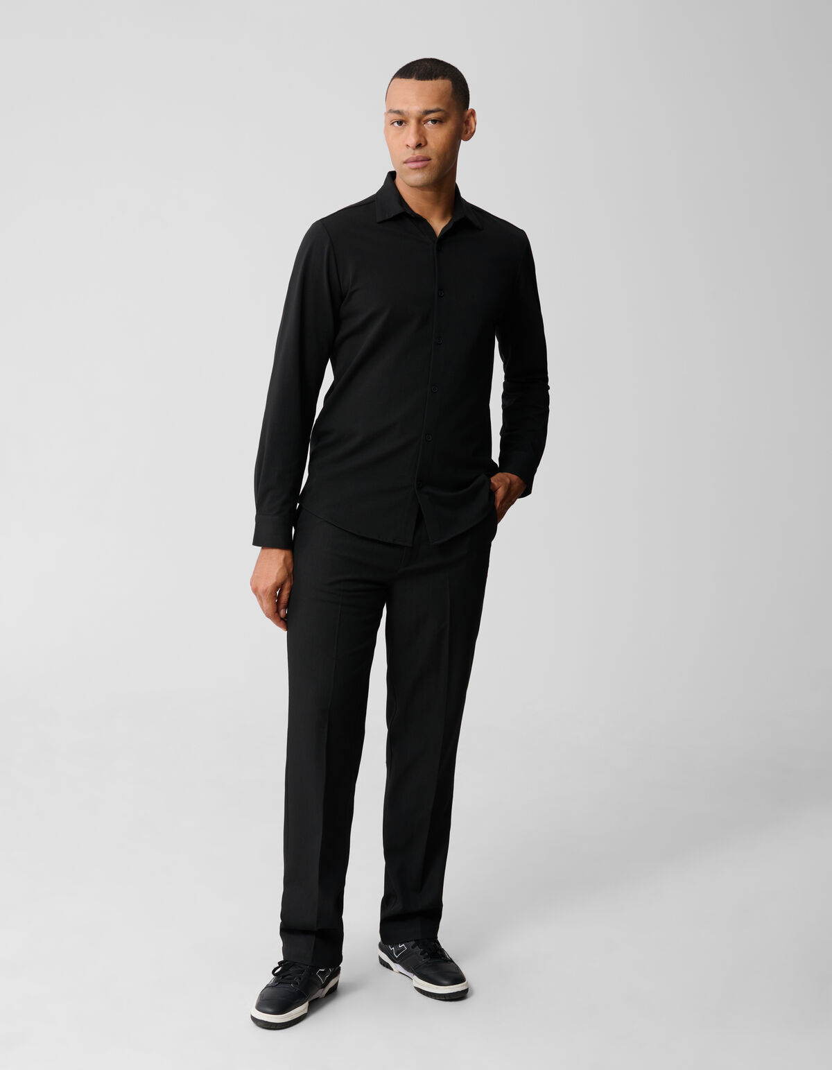Jersey Overhemd Zwart