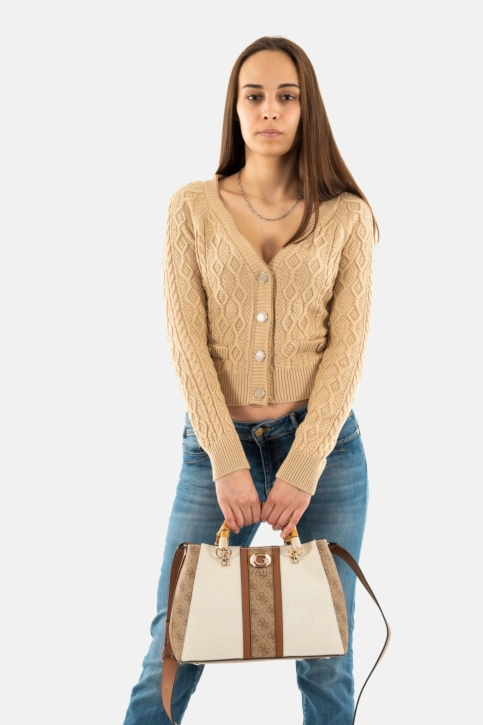 Sacs à main guess jeans kerima bamboo girlfriend stchl nll natural/latte logo