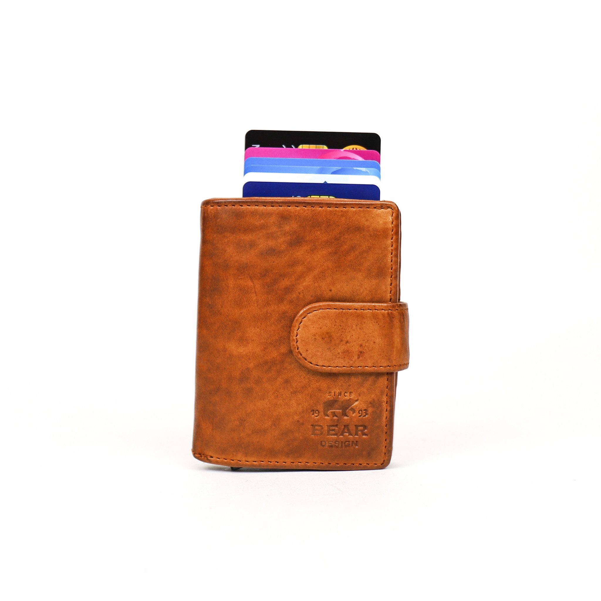 Bear Design Cow Lavato Wallet Cardprotector Bobby RFID Cognac CL15689