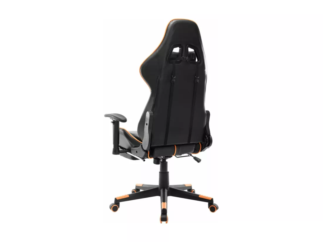 Chaise de jeu avec repose-pied Noir et orange Cuir artificiel