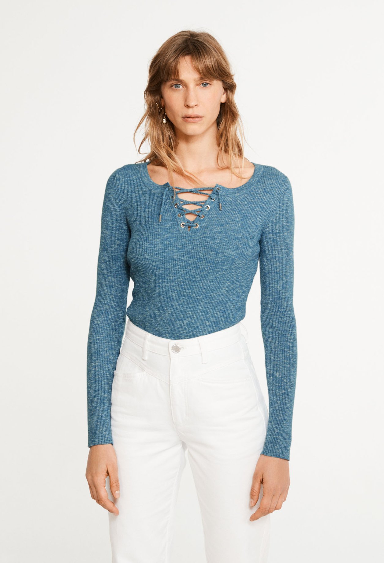 Pull decollete lace