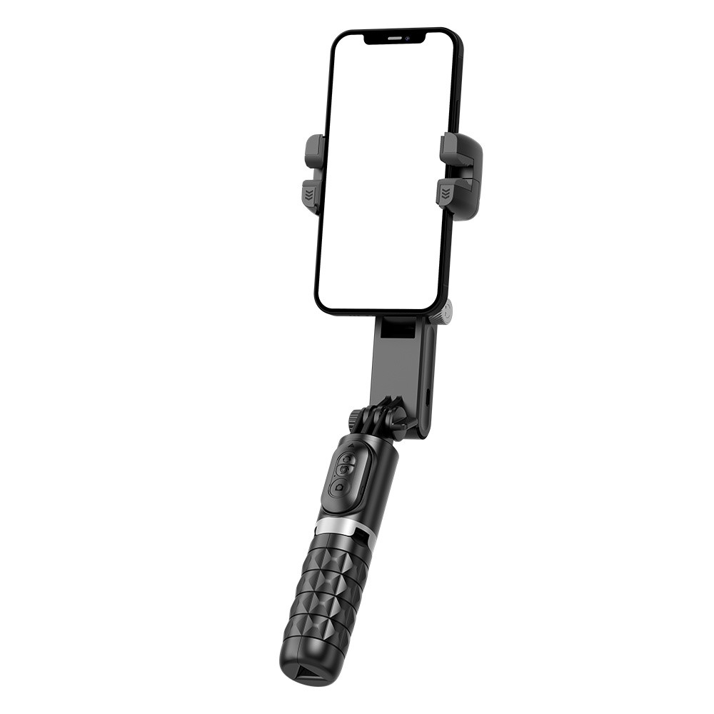 (70cm) Gimbal 1-Achsen Stabilisator Selfie Stick Tripod Stativ Halterung mit Bluetooth Fernauslöser und LED Beleuchtung für Smartphones - Schwarz
