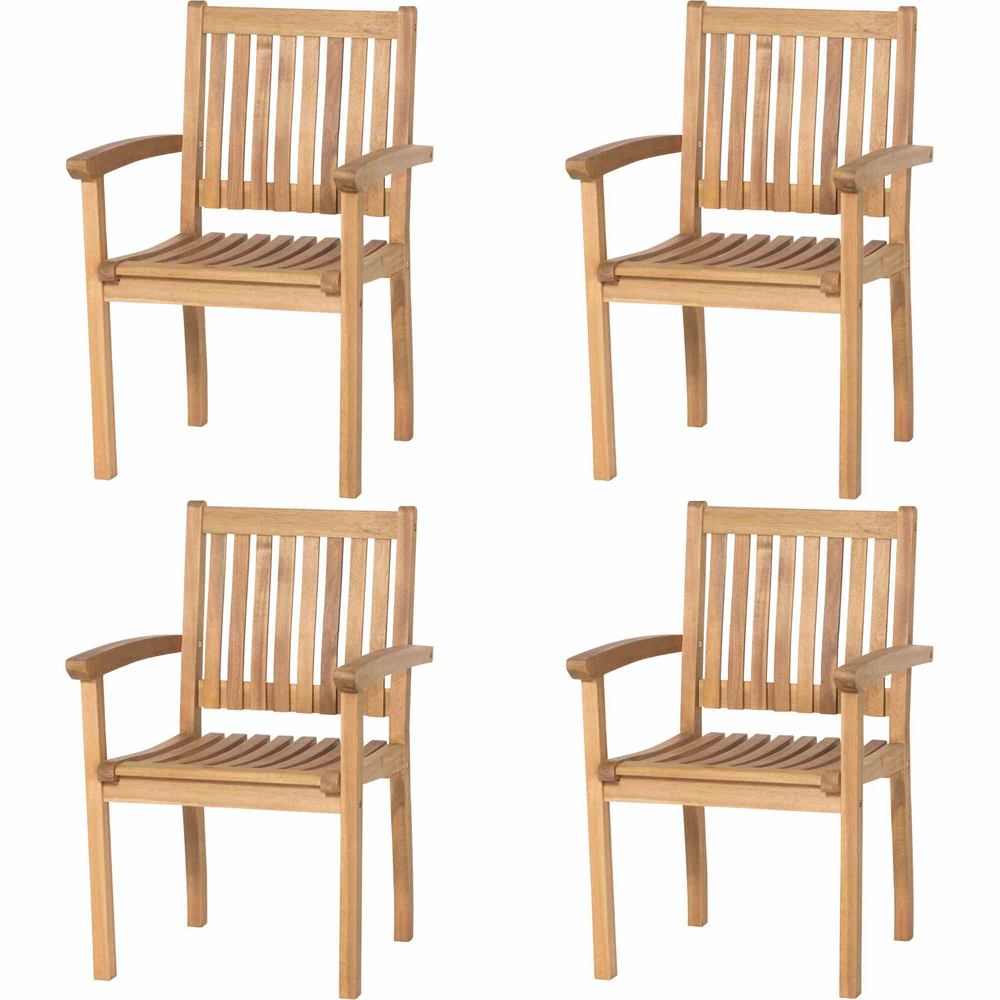 4-teiliges Set Landhaussessel Paleros - natur - Akazie massiv