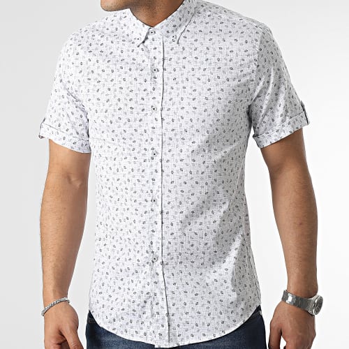 Chemise Manches Courtes Floral Blanc