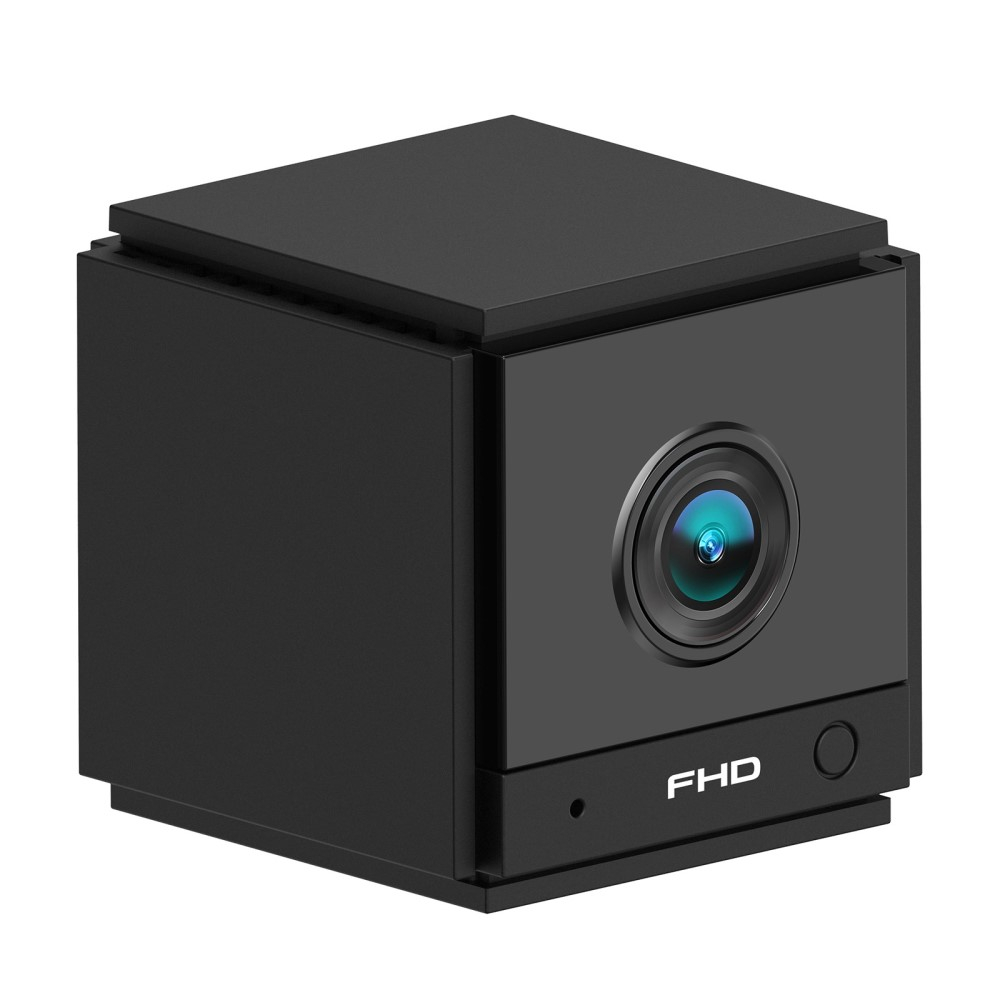 360° WiFi Mini Kamera FullHD 1080p Infrarot LED's Nachtsichtfunktion und Bewegungserkennung   Micro SD Slot und Halterung (iOS/Android) - Schwarz