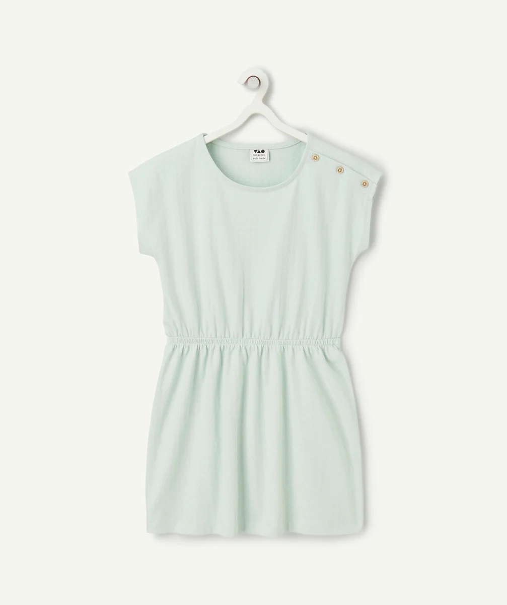 robe manches courtes fille en coton bio vert pâle