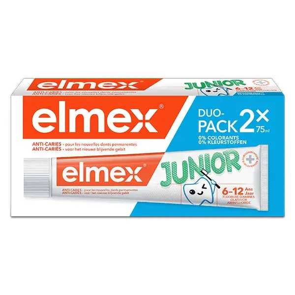 Pasta de dente Elmex Junior, pacote com 2 unidades de 75ml (6 a 12 anos)