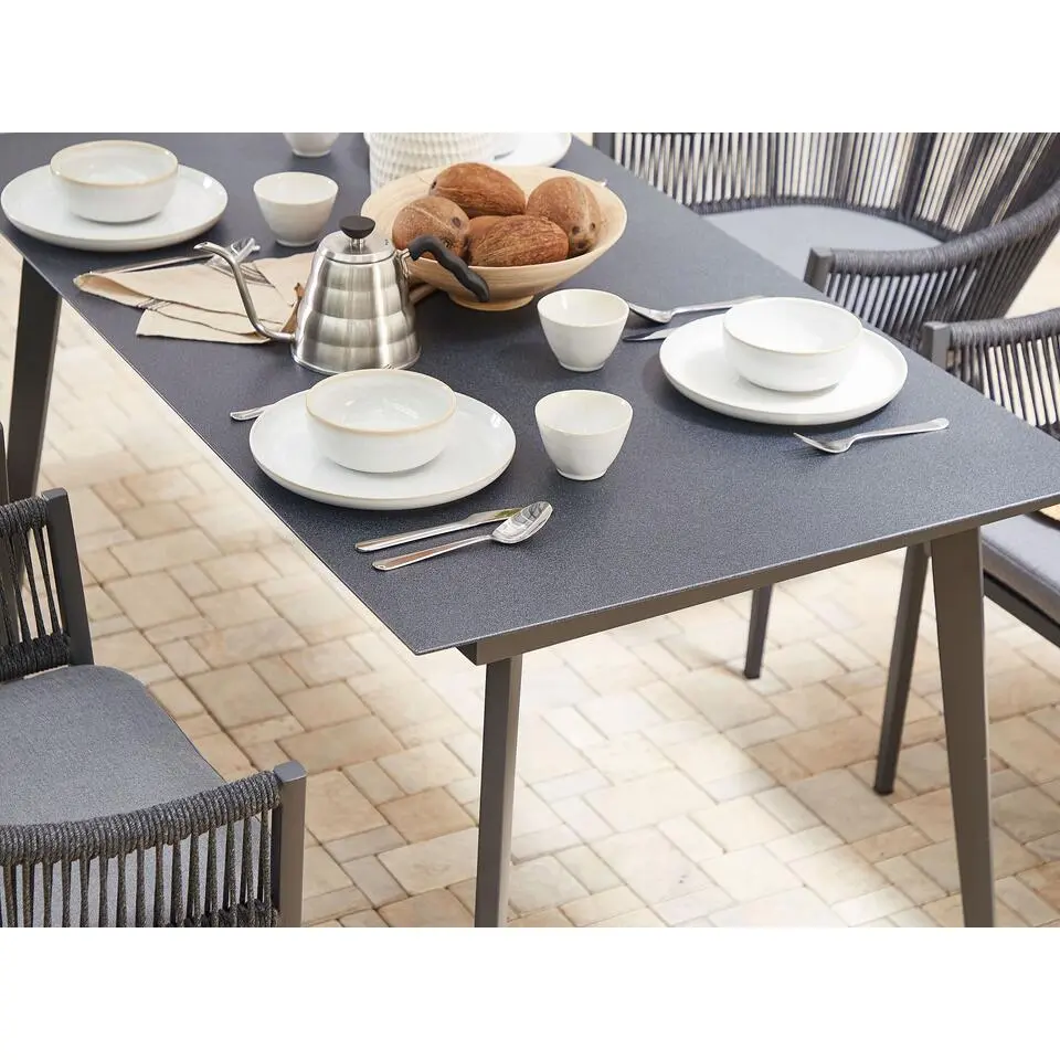 MILETO - Tuintafel - Grijs - 80 x 140 cm - Aluminium