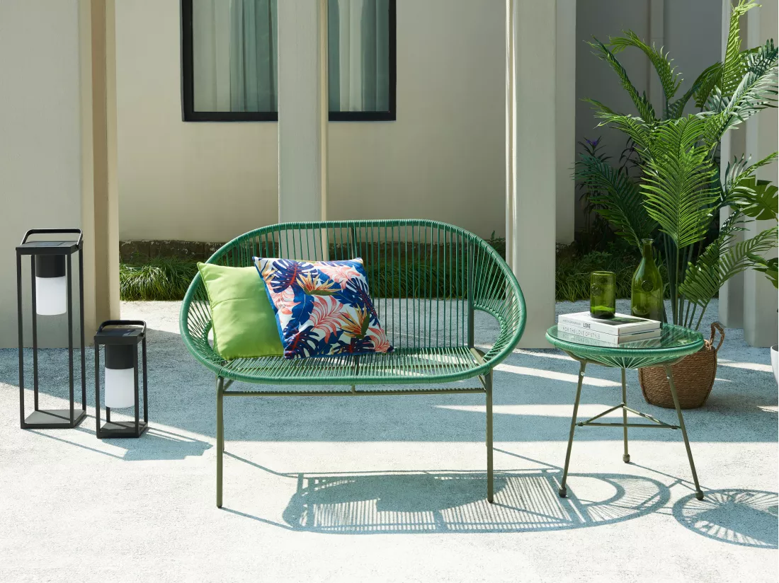Banc de jardin en fils de résine tressés - Kaki - ALIOS III de MYLIA
