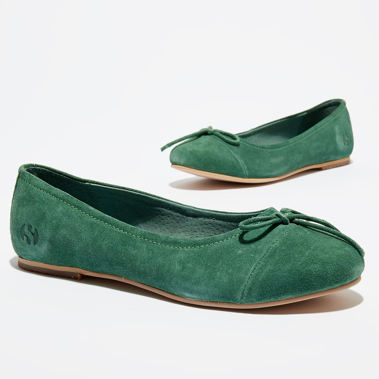 Superga Ballerines en cuir  vert forêt foncé