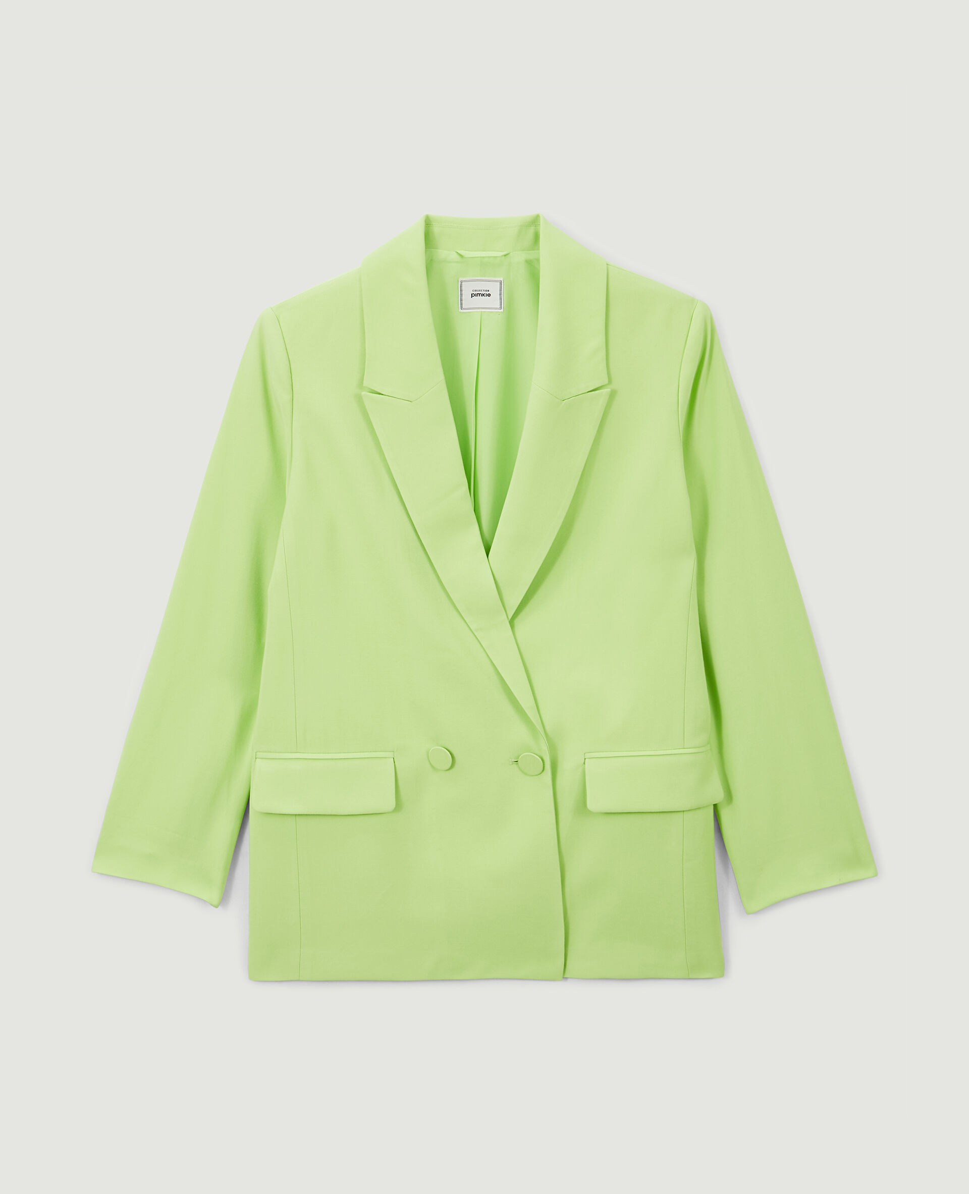 Veste blazer oversize en toile fluide - Vert anis