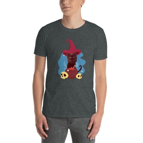 Camiseta masculina Mascochula, o mago, personalizada com seu animal de estimação, cinza escuro