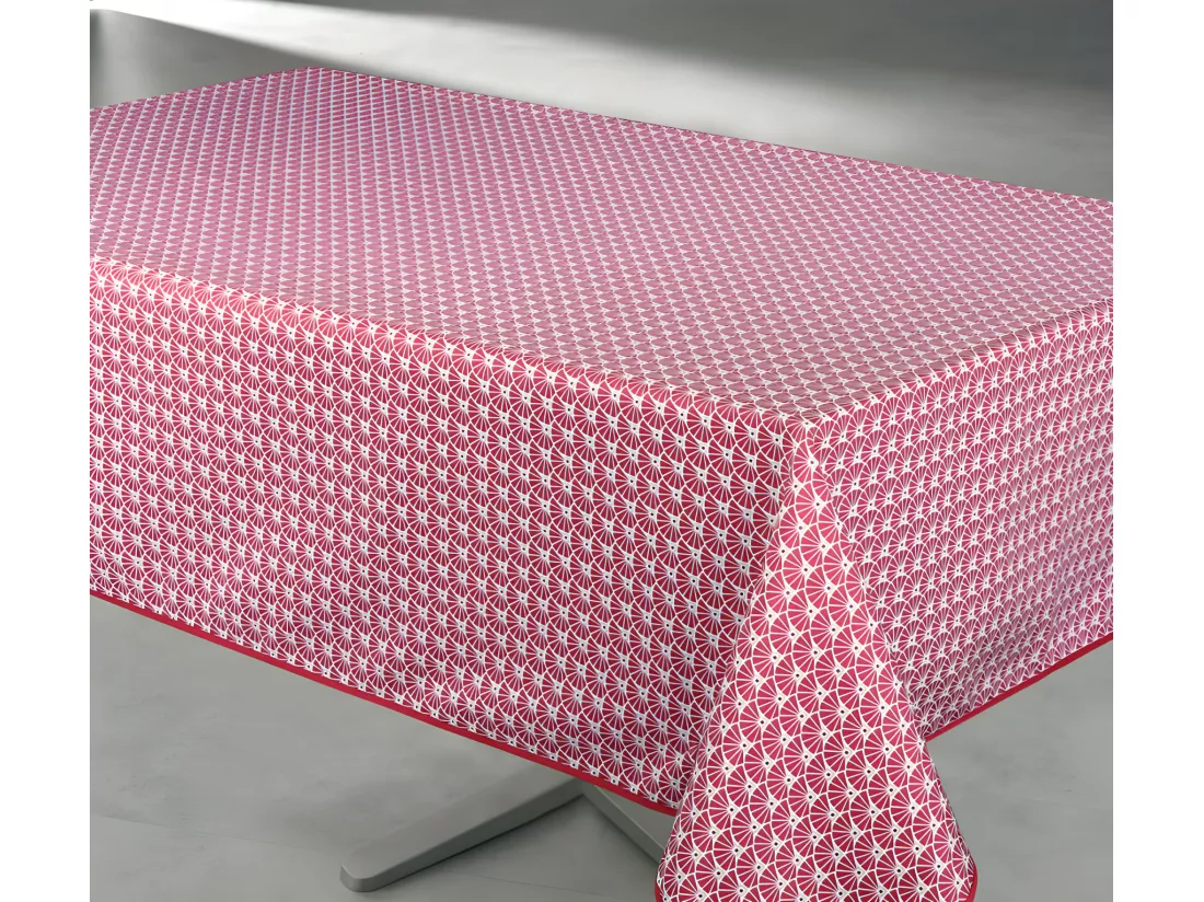 Nappe antitache imprimée Manon rectangulaire 145 x 240 cm - Couleur: Rouge