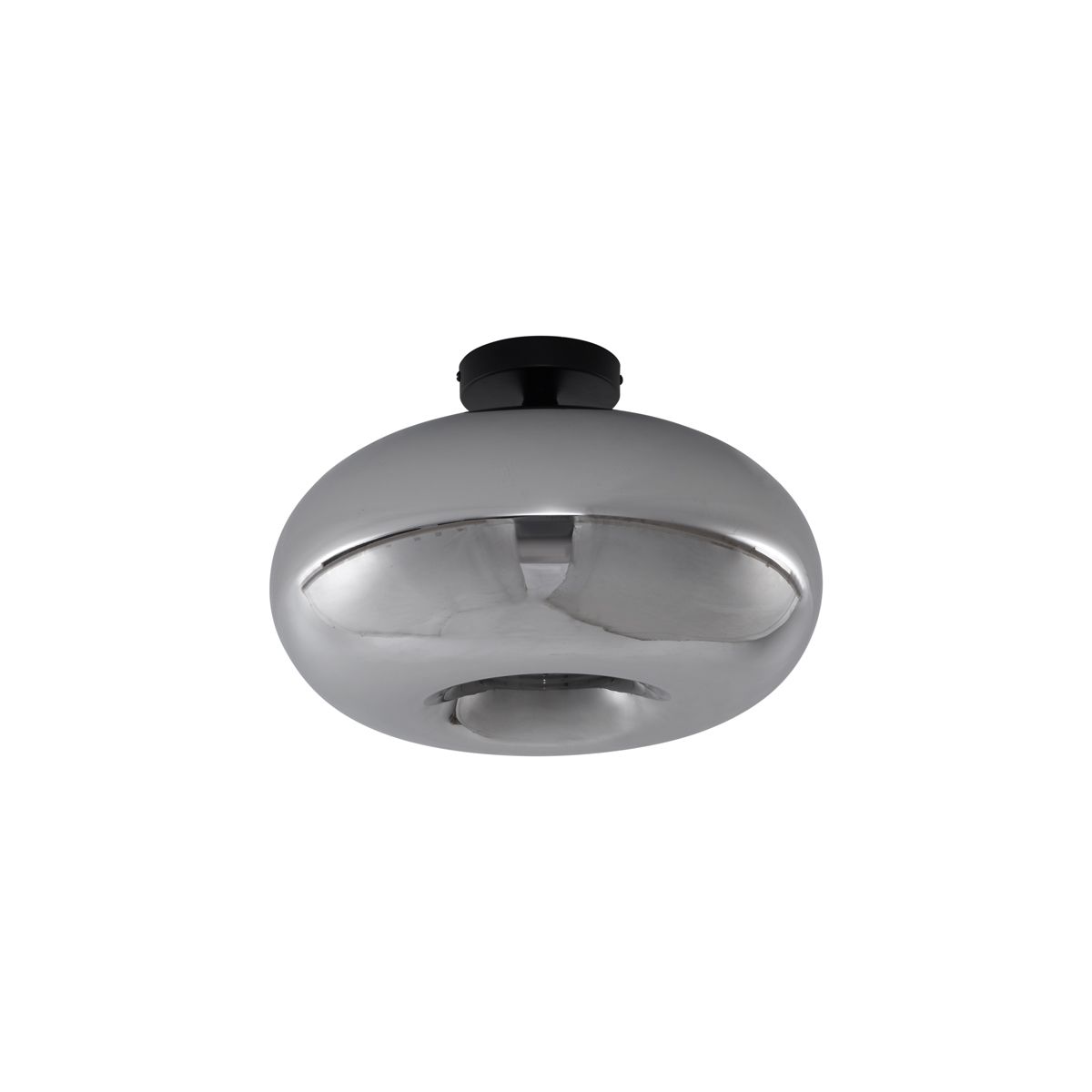 Art Deco plafondlamp zwart met smoke glas 40cm - Busa