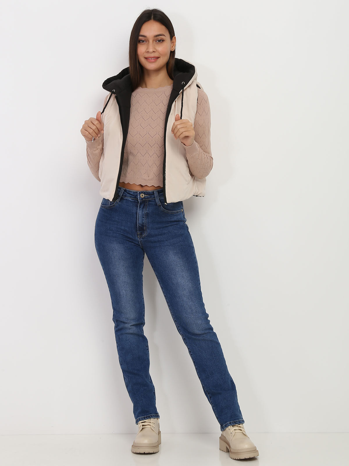 Doudoune sans manches réversible- Beige
