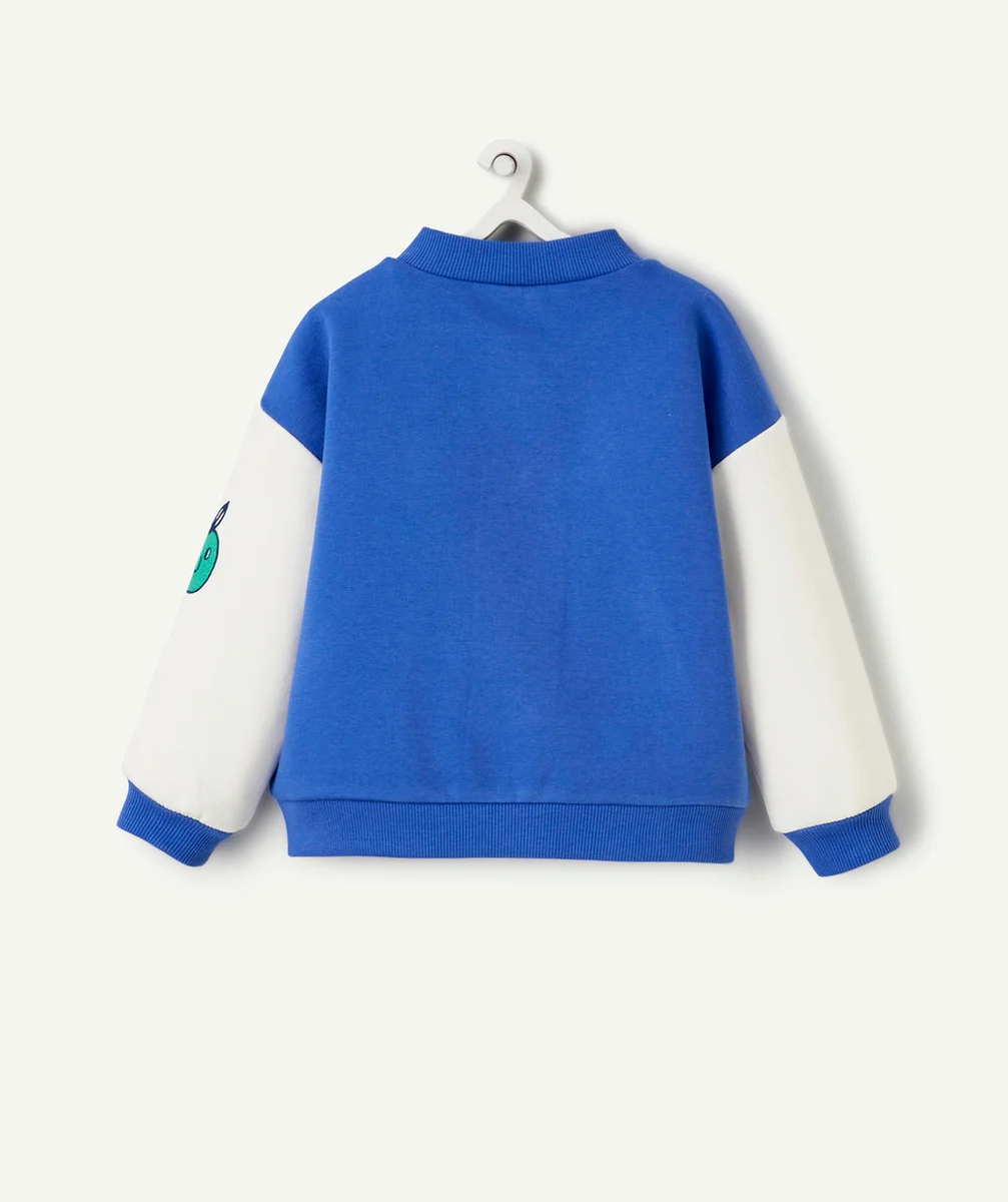 CARDIGAN STYLE TEDDY BÉBÉ GARÇON EN COTON BIO BLEU ET BLANC