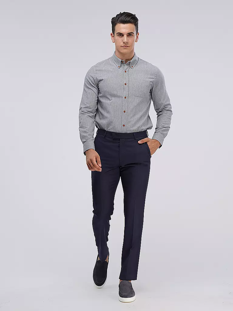 NUDIE JEANS Hemd Slim Fit JOHN grau