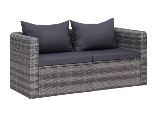 Canapés d'angle de jardin 2 pcs Gris Résine tressée