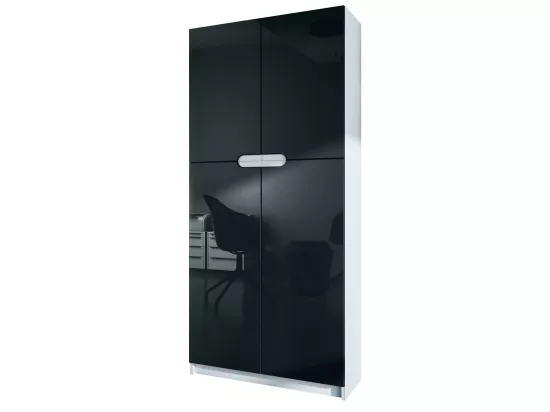 Armoire De Bureau Blanc Mat Et Noir Laqué (lxhxp) : 82 x 185 x 37