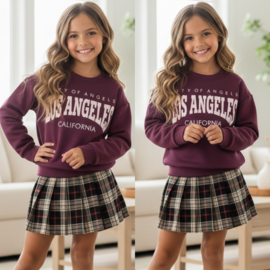 LA Sweater & Plaid Skirt Set