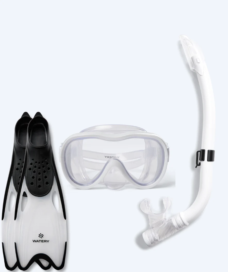 Watery snorkelsæt til junior (8-15) - Odine/Rilian - Hvid/sort