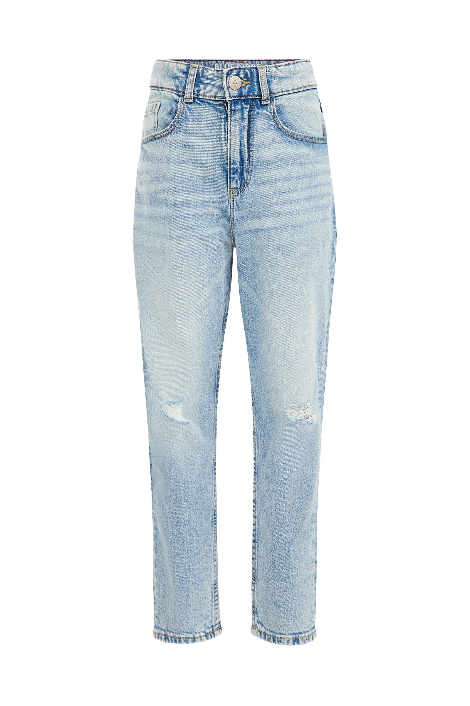 Meisjes high rise mom fit jeans met stretch Blue Ridge IJsblauw