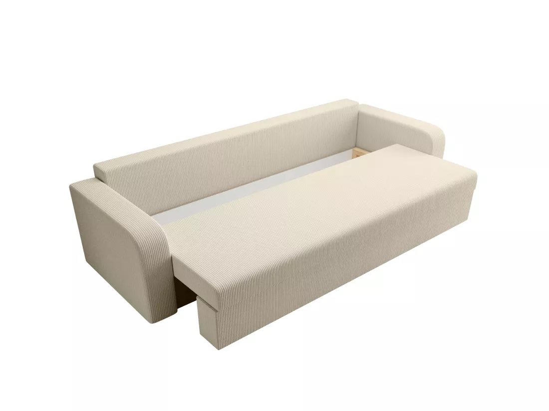 Canapé 3 places convertible en velours côtelé beige ONABIA