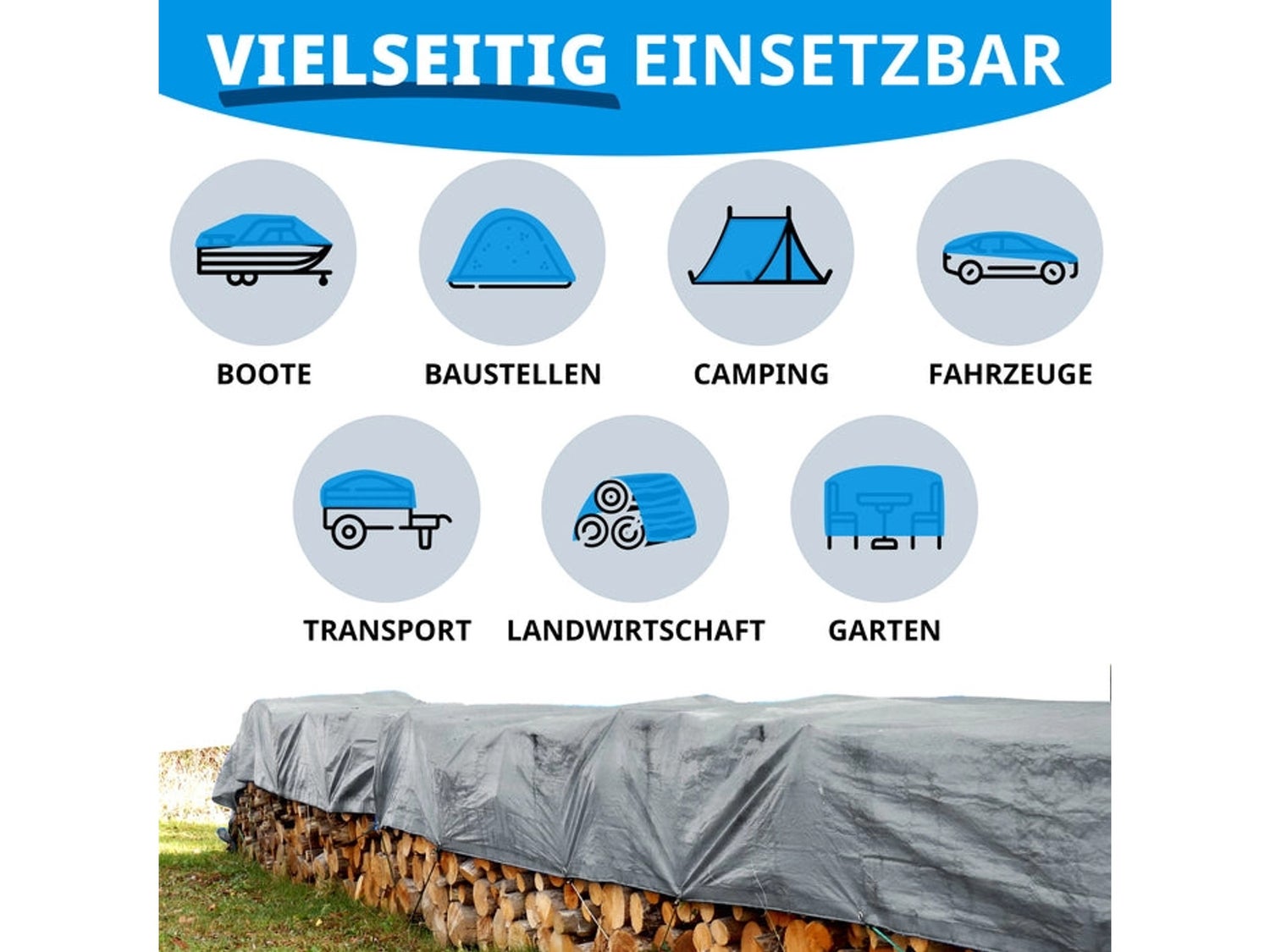 Waterdicht zeildoek met ogen, beschermhoes, 140 g/m², 1,5 x 6 m, zilver