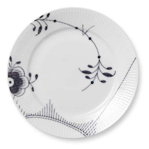 Royal Copenhagen  Sort Mega riflet tallerken - 22 cm.