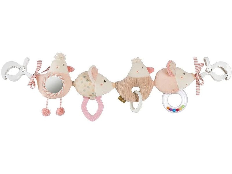 fehn Kinderwagenkette Rosa/Beige Mobile-Kette mit niedlichen Anhänger-Figuren zum flexiblen Aufhängen