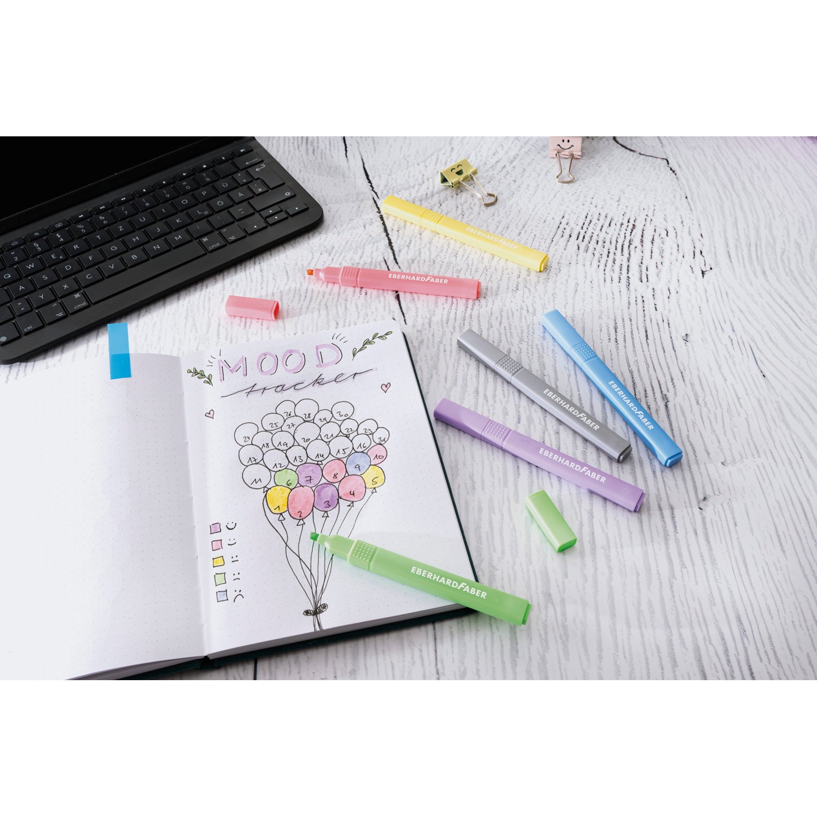 Eberhard Faber Textmarker Slim Pastell, 6 Stück