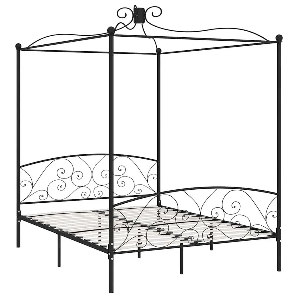 vidaXL - Hemelbed met verfijnd ontwerp - Zwart - Metaal - 180x200 cm