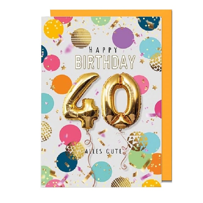 Glückwunschkarte - Happy Birthday - 40 - Alles Gute - mit Umschlag