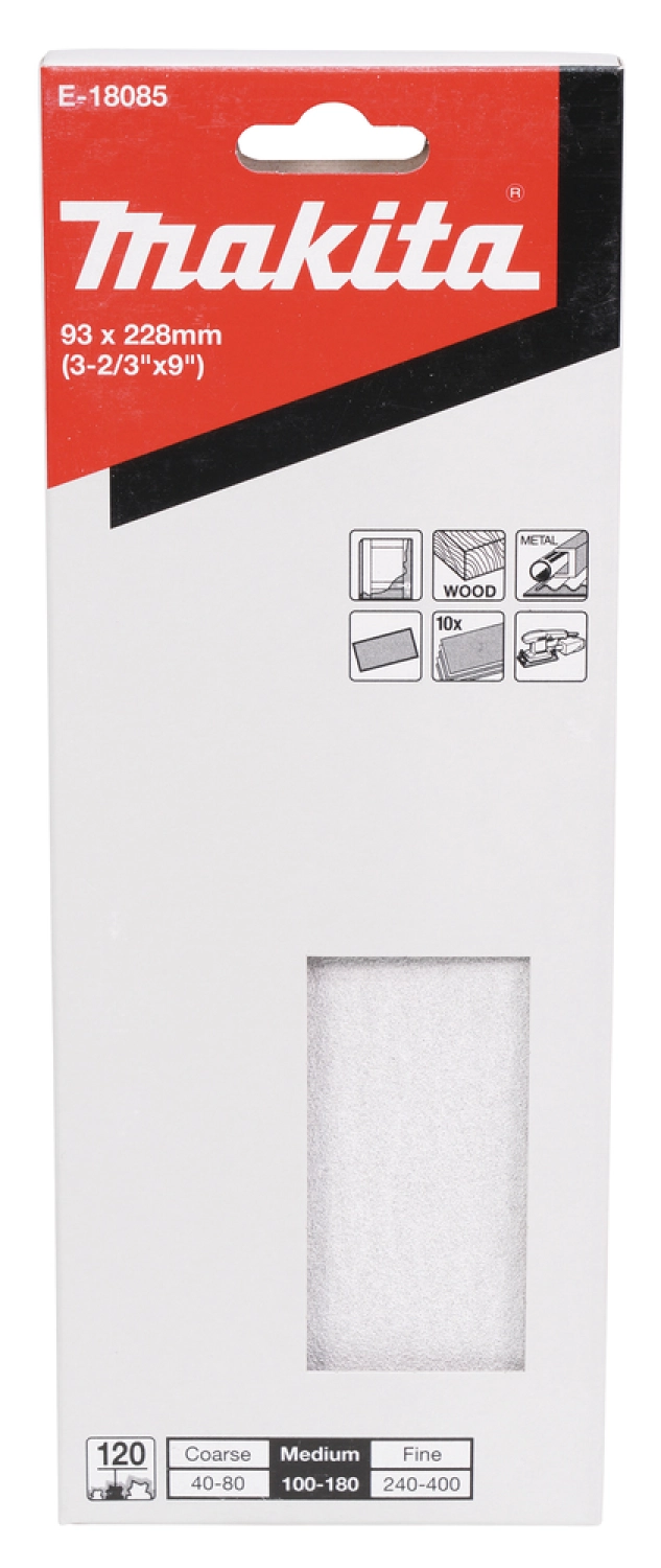 Makita E-18085 Schuurpapier Hout/ Metaal - K120 - 93x228mm - 10 stuks