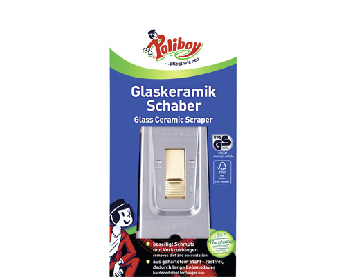 Poliboy glaskeramische schraper, glasschraper, staal
